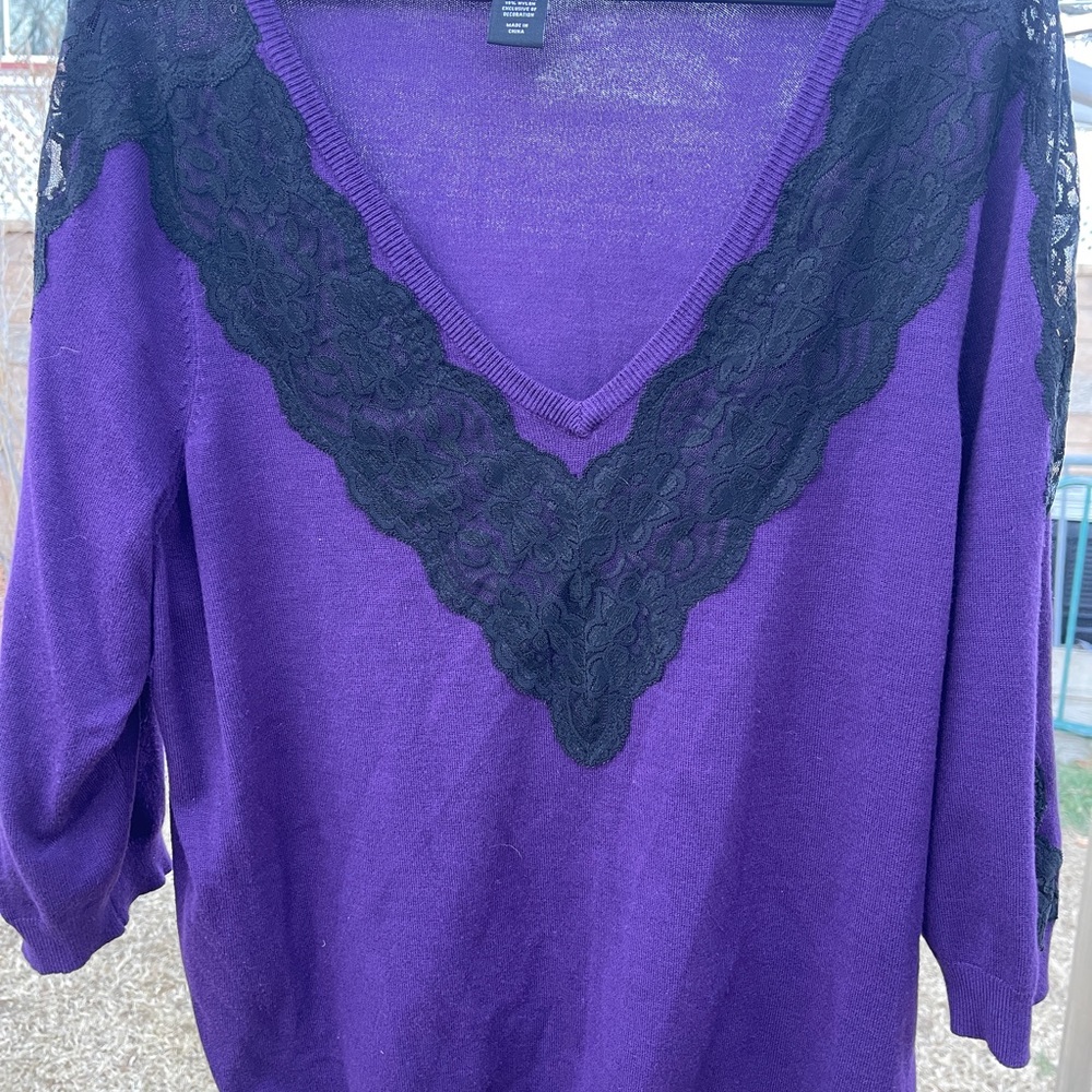 Lane Bryant sweater with lace highlights. Excellent used condition